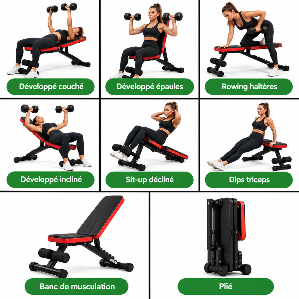 FitFolda BM390 – Banc de musculation pliable