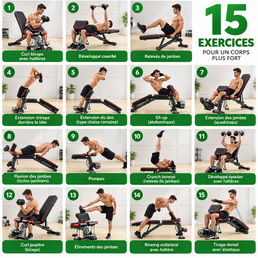 FitFolda BM590PRO – Banc de musculation pliable haut de gamme