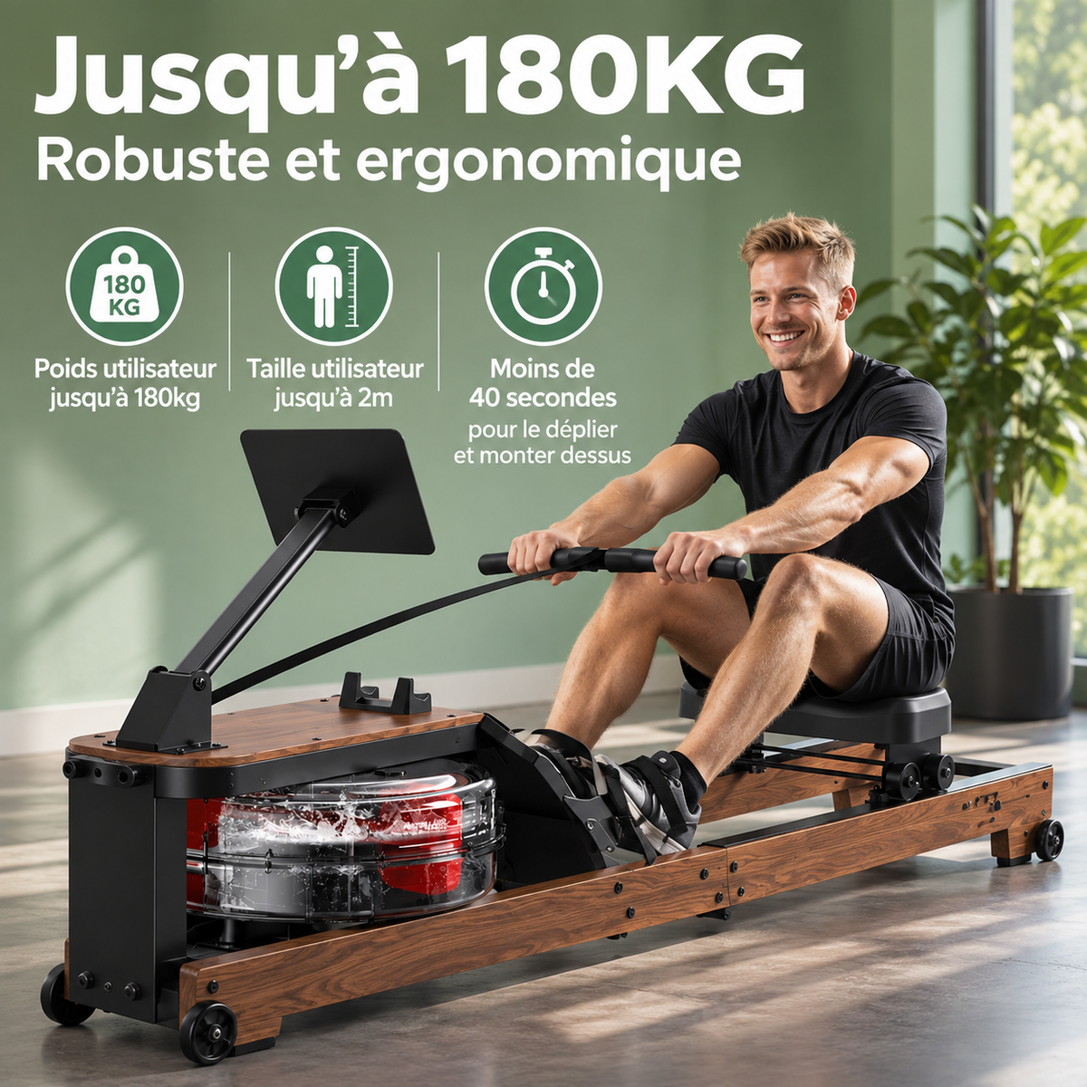 FITFOLDA RE890PRO - Rameur à résistance hydraulique haut de gamme