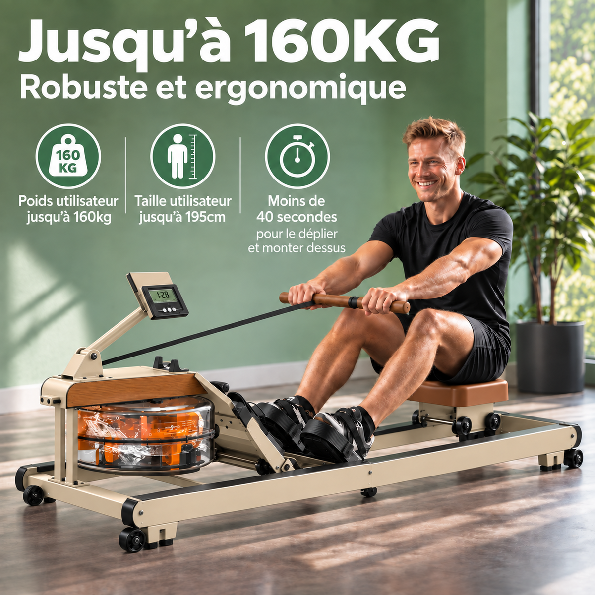 FitFolda RE790B – Rameur à résistance hydraulique