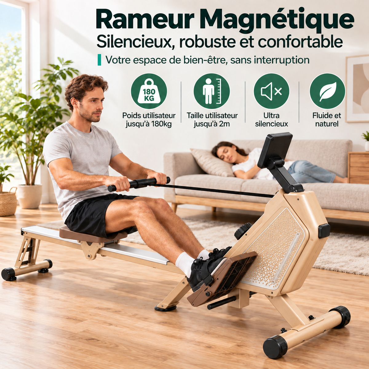 FitFolda RM690B – Rameur à résistance magnétique