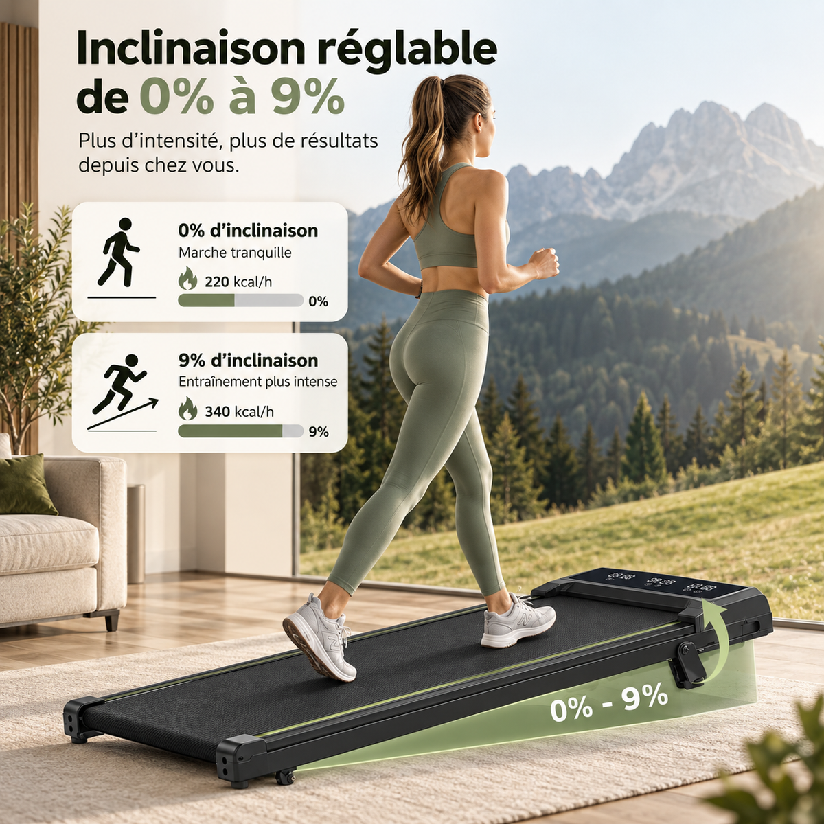 FitFolda TI390 – Tapis de course inclinable à 9%