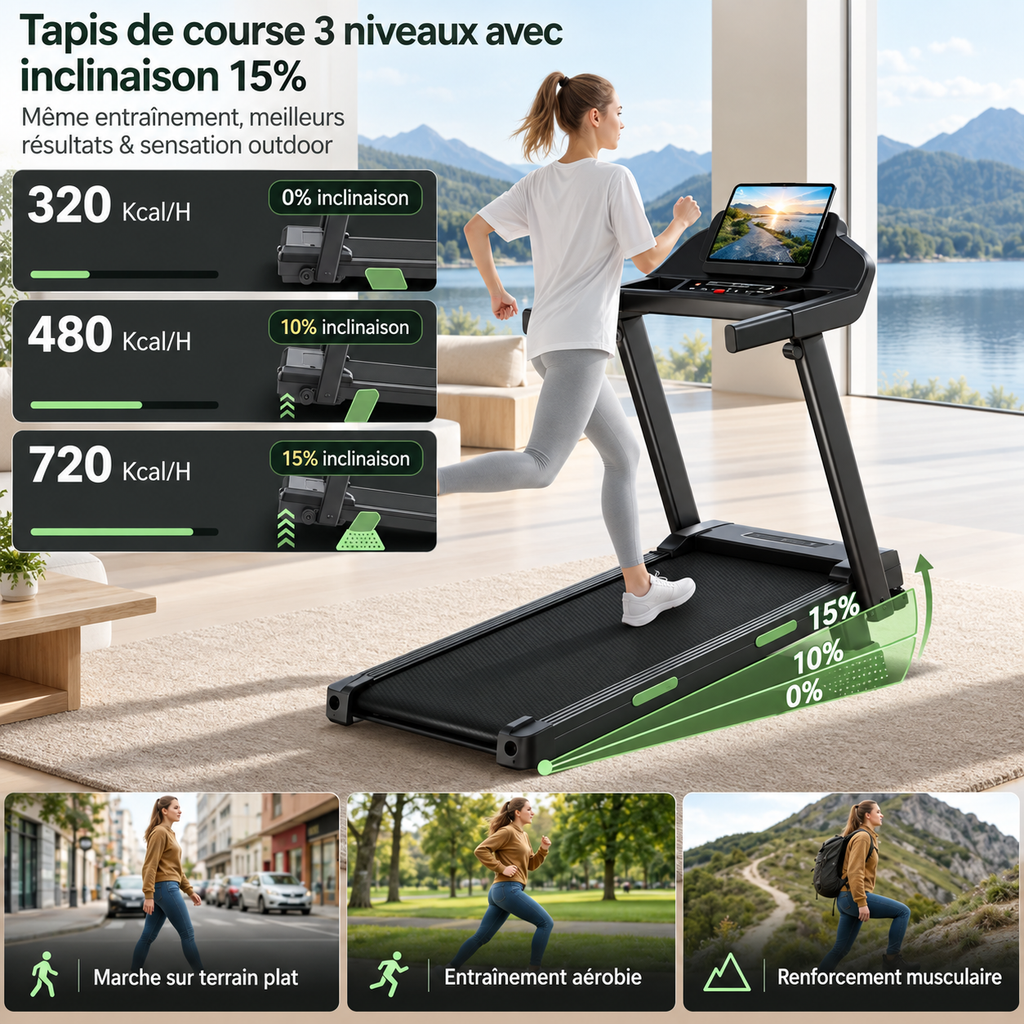 FitFolda TI690PRO – Tapis de course inclinable haut de gamme à 15%