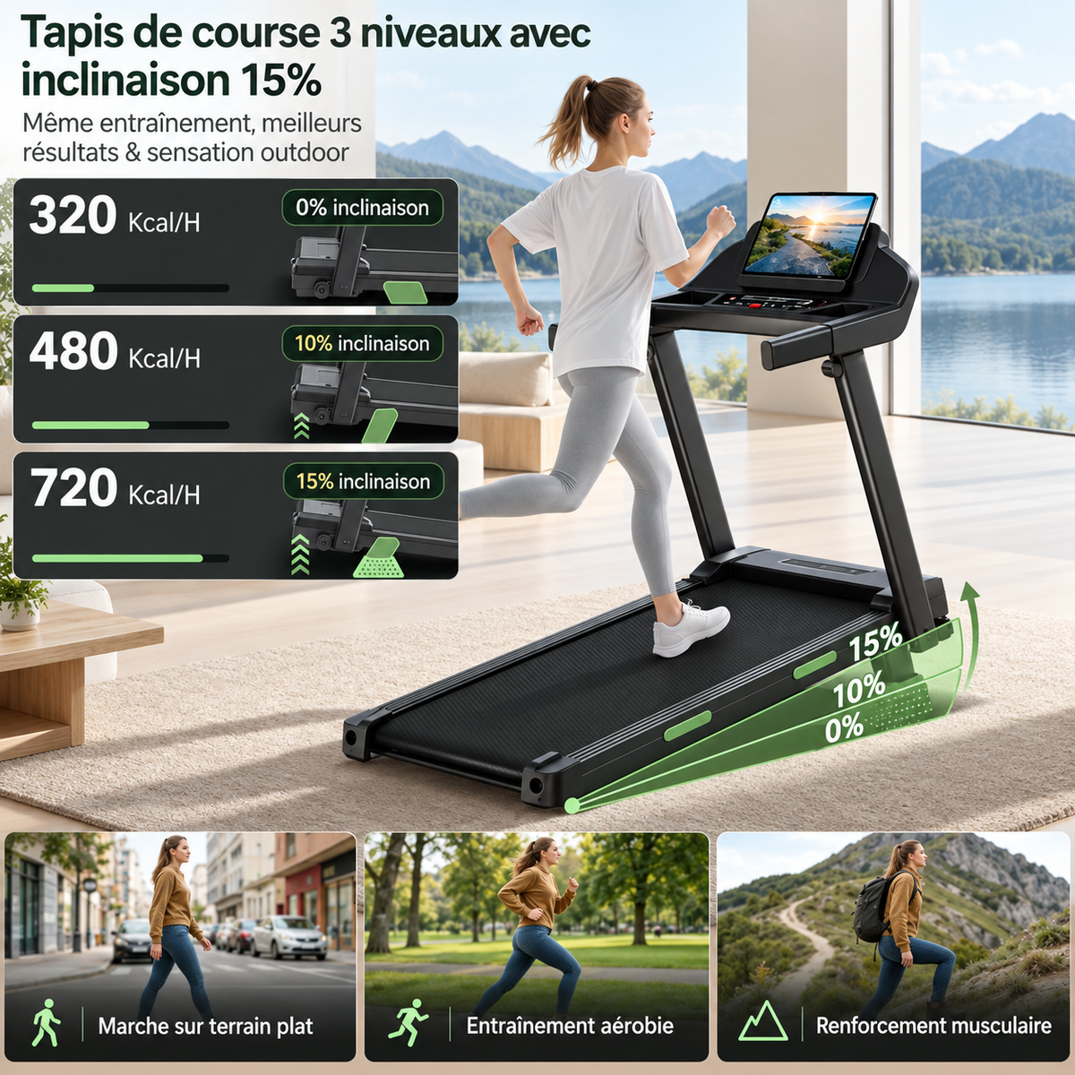 FitFolda TI690PRO – Tapis de course inclinable haut de gamme à 15%