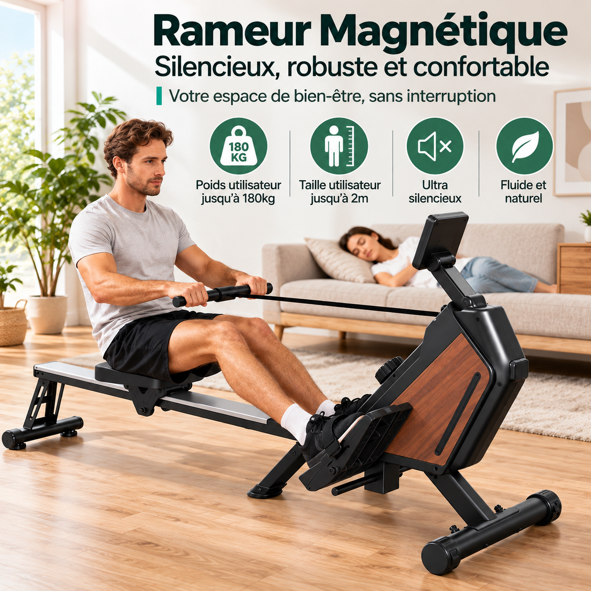 FitFolda RM690 – Rameur à résistance magnétique